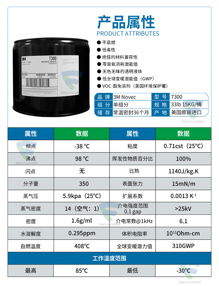 3M NOVEC7300電子氟化液性能參數(shù)